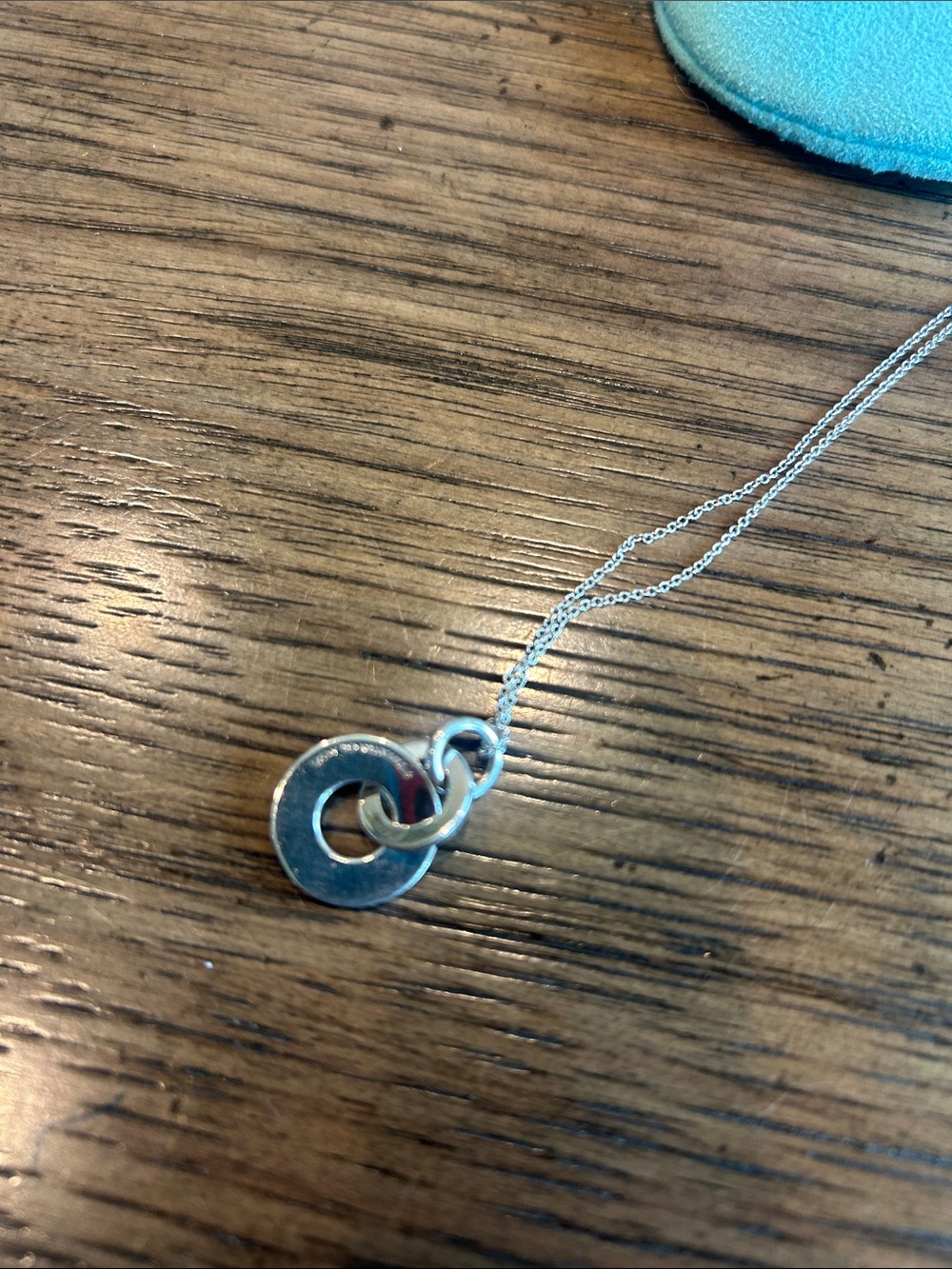 Tiffany & Co. Silver Interlocking Circle Necklace with Tiffany Blue Pouch - Picture 3 of 4